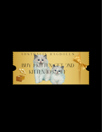 a gold gift tag with two kittens on it